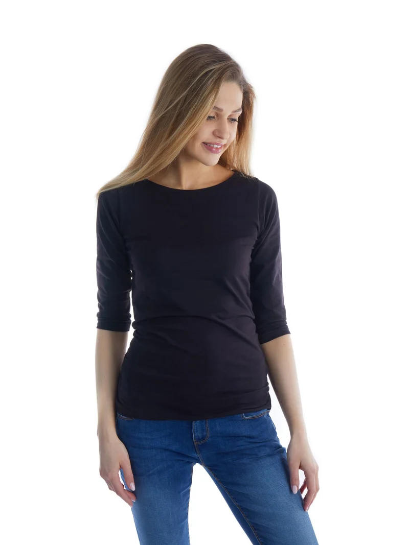 Shirt 3/4 Arm Baumwolle Schwarz