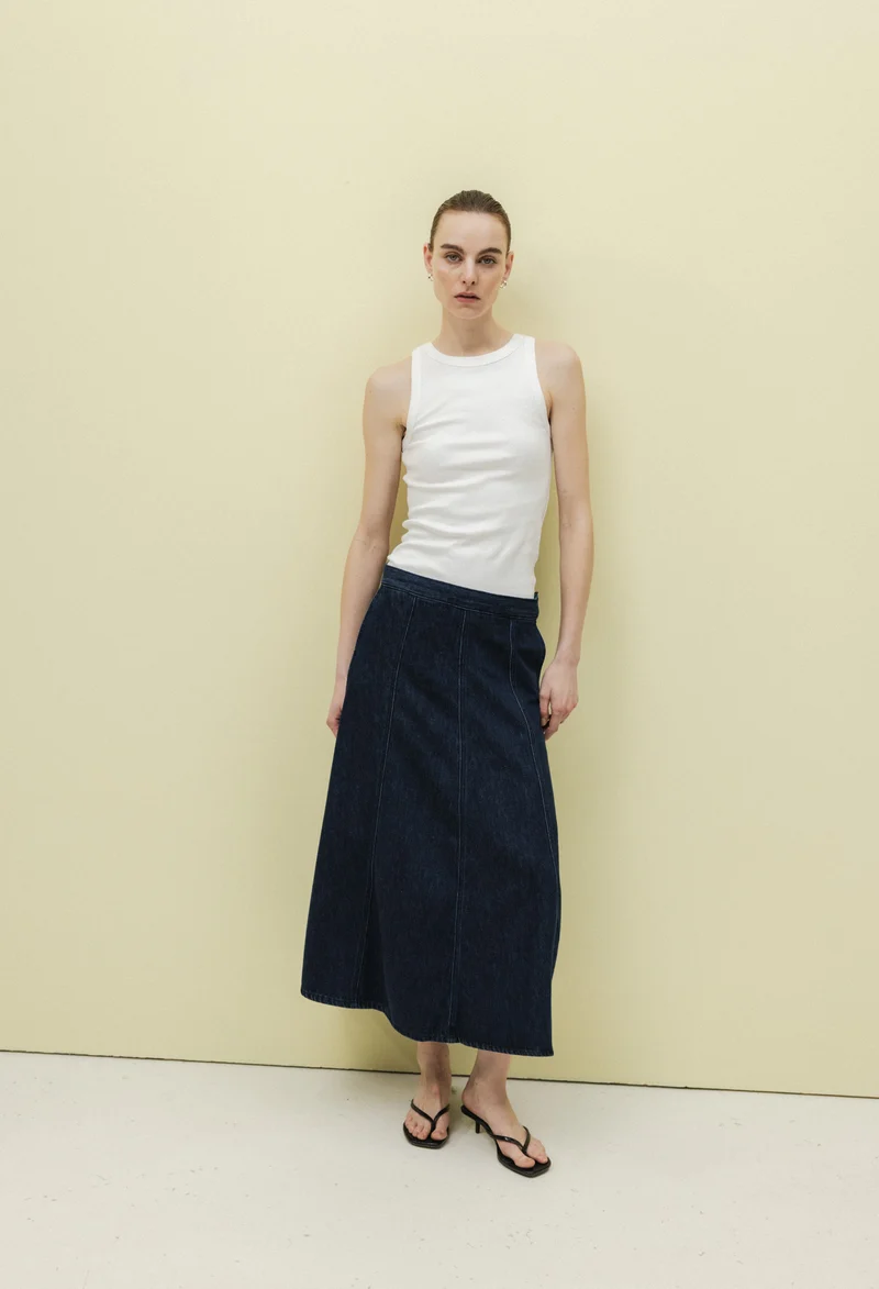 Mae Panel Skirt - Stone Indigo