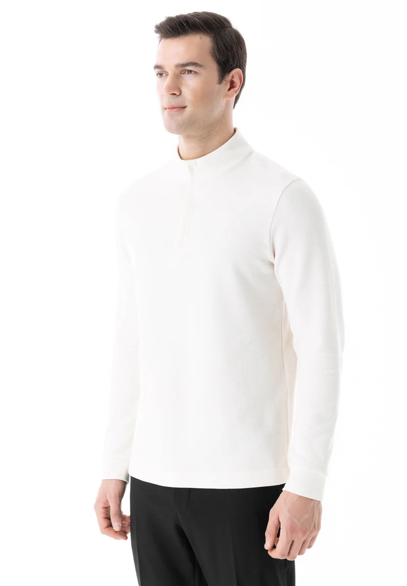 Longsleeve aus Bio-Baumwolle mit Viertelreißverschluss