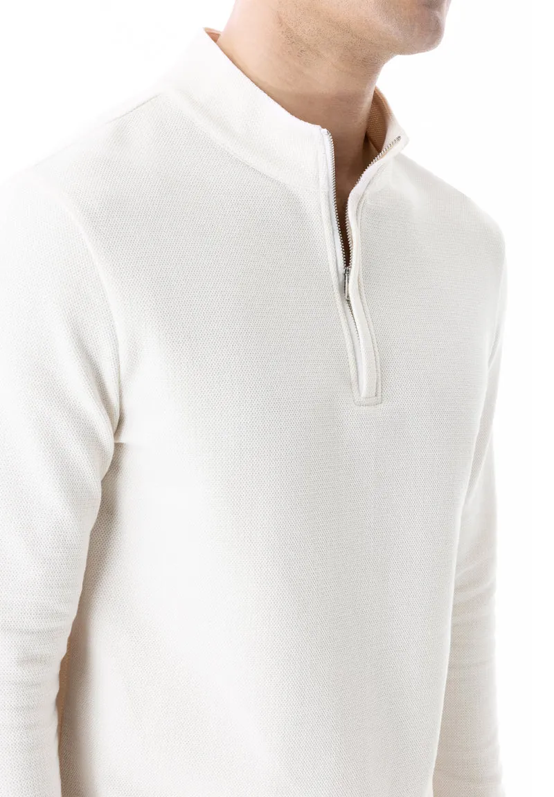 Longsleeve aus Bio-Baumwolle mit Viertelreißverschluss