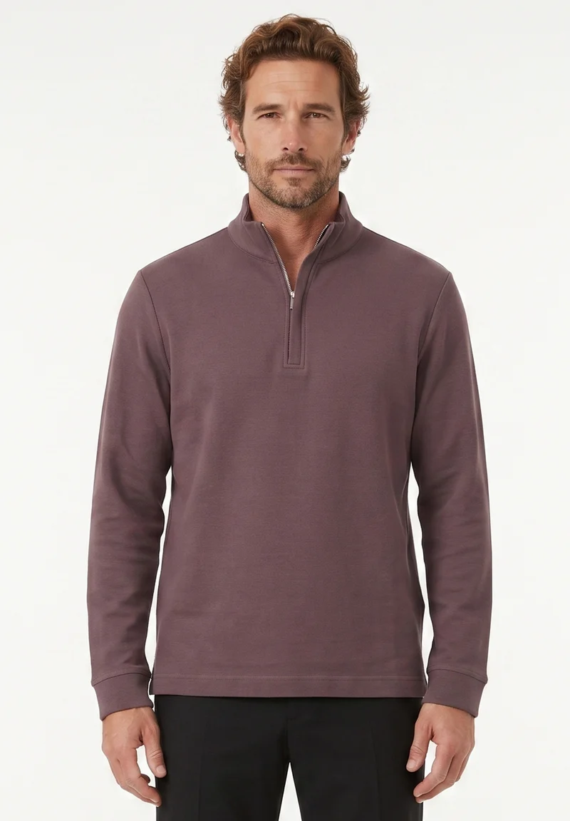 Longsleeve aus Bio-Baumwolle mit Viertelreißverschluss
