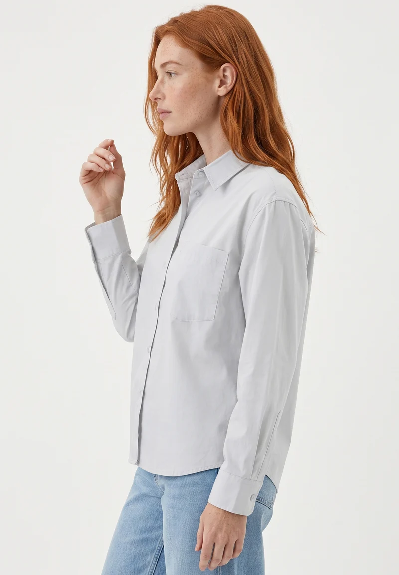 Hemdbluse aus Bio-Baumwolle im Popeline-Gewebe
