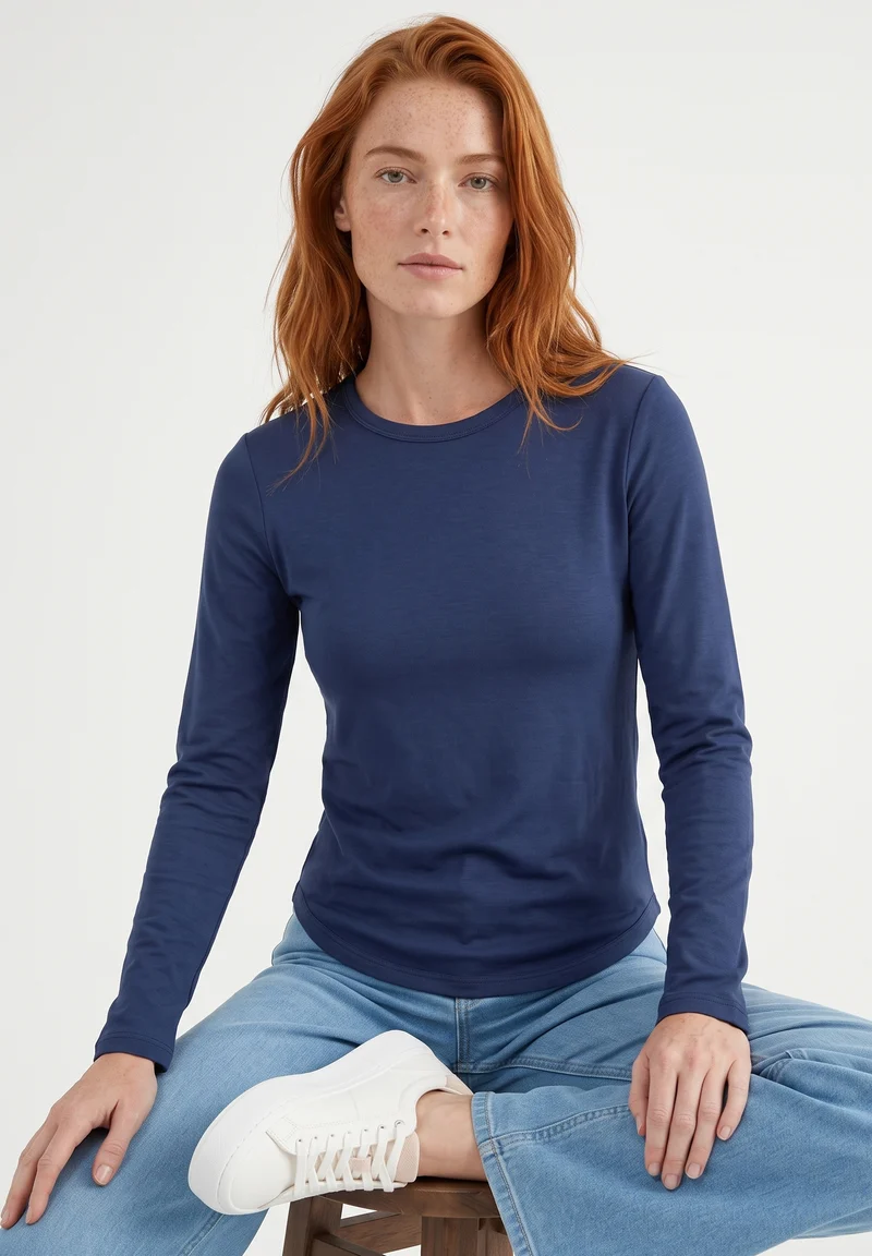 Slim-Fit-Longsleeve aus Bio-Baumwolle