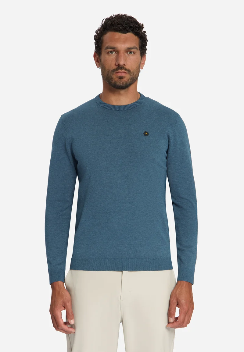 Pullover Crewneck Melange, Shadow Blue