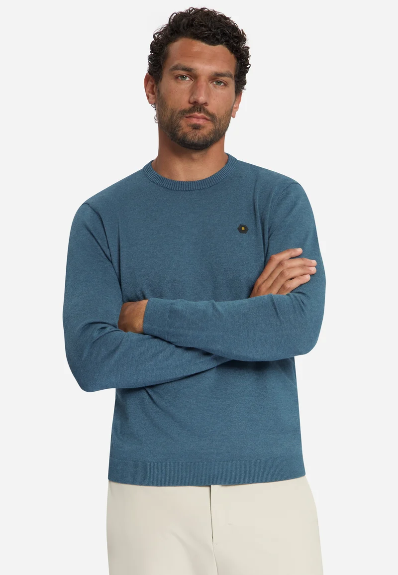 Pullover Crewneck Melange, Shadow Blue