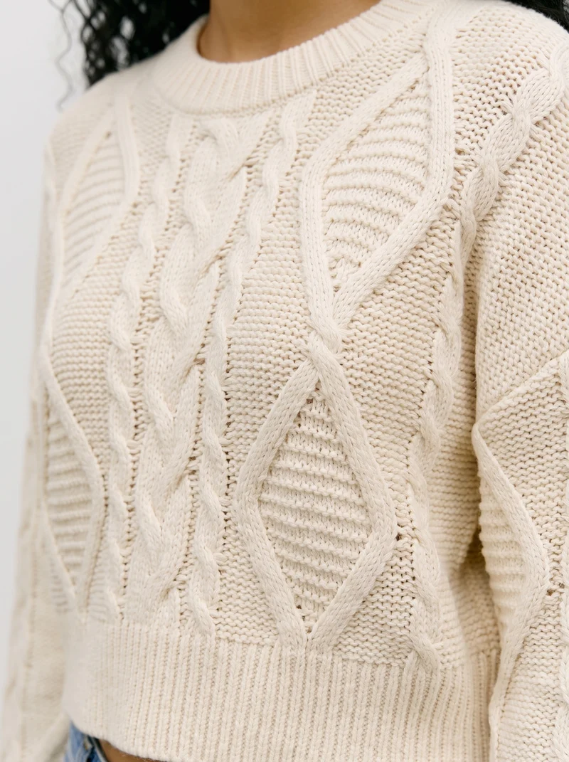 VMCHER LS O-NECK PULLOVER, Birch/MELANGE