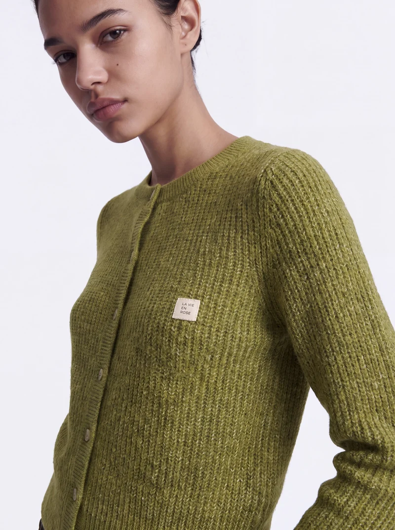 ONLVIGGA LS O-NECK BADGE CARDIGAN K, Cardamom Seed/Mel/Fmop Button