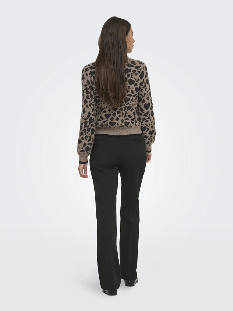 JDYLORRAINE ANIMAL L/S PULLOVER KNT, Walnut/BLACK LEOPARD HEARTS