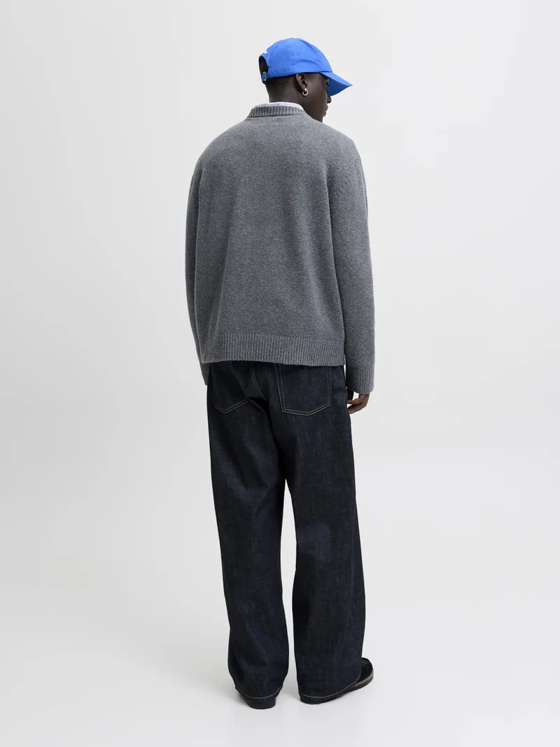 JORNORREBRO KNIT CREW NECK SN, Dark Grey Melange