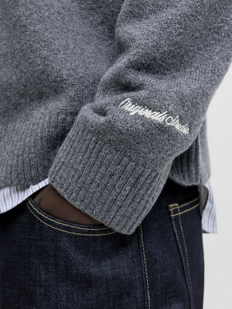 JORNORREBRO KNIT CREW NECK SN, Dark Grey Melange