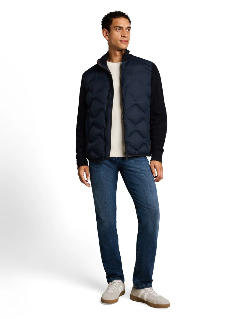 hybrid jacket with knitsleeves, sky captain blue