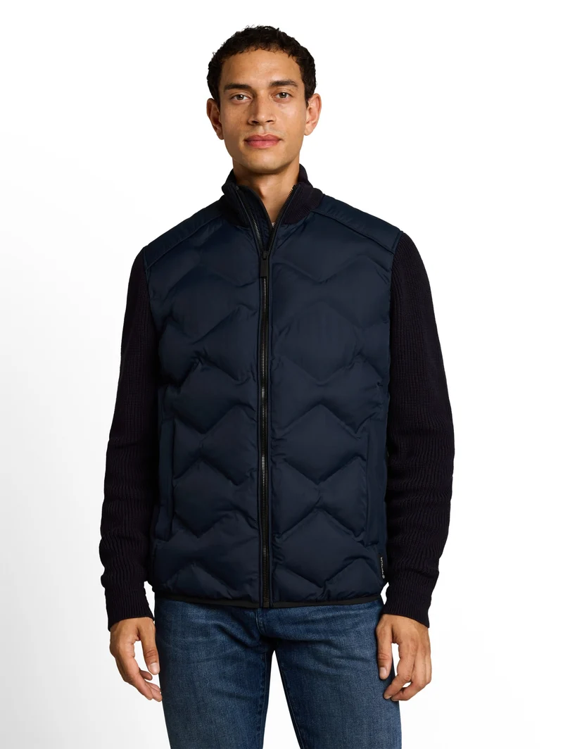 hybrid jacket with knitsleeves, sky captain blue