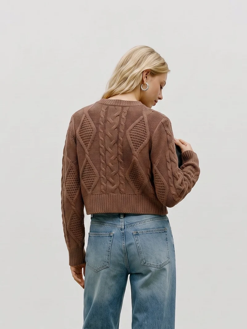 VMCHER LS O-NECK PULLOVER, Cocoa Brown/MELANGE