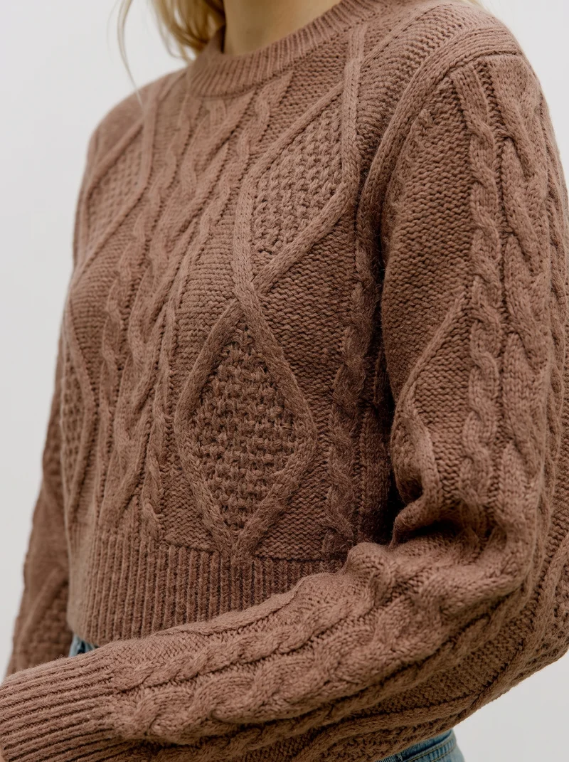 VMCHER LS O-NECK PULLOVER, Cocoa Brown/MELANGE
