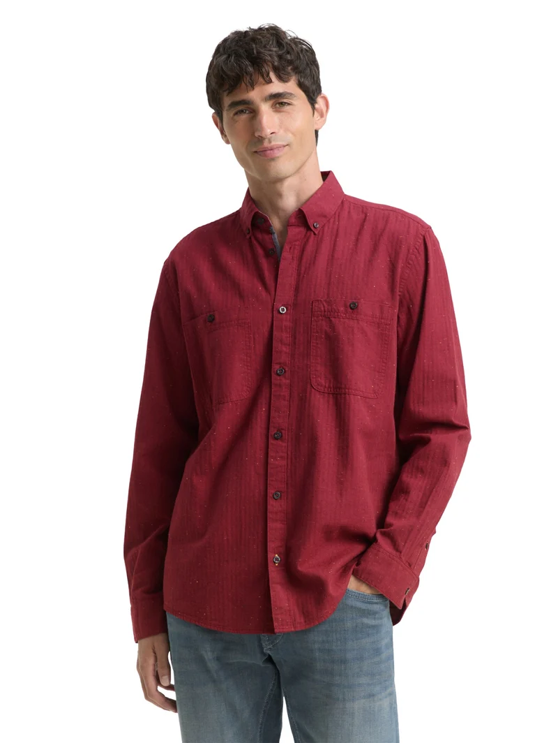 structured shirt, red nep structure