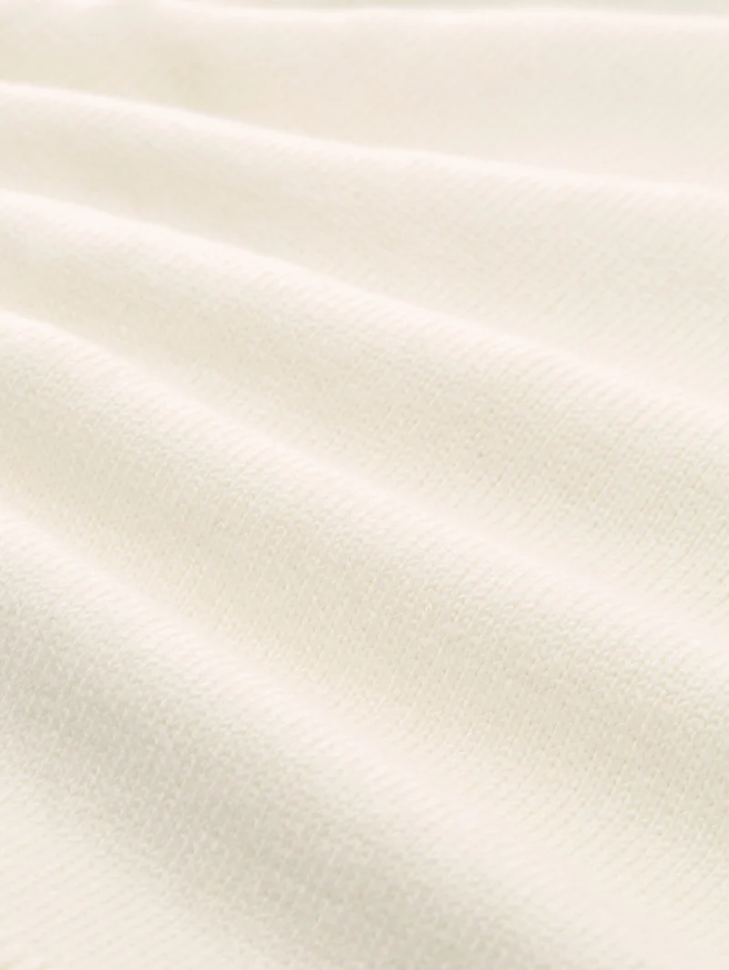 knit cosy embroidered mock-nec, Whisper White