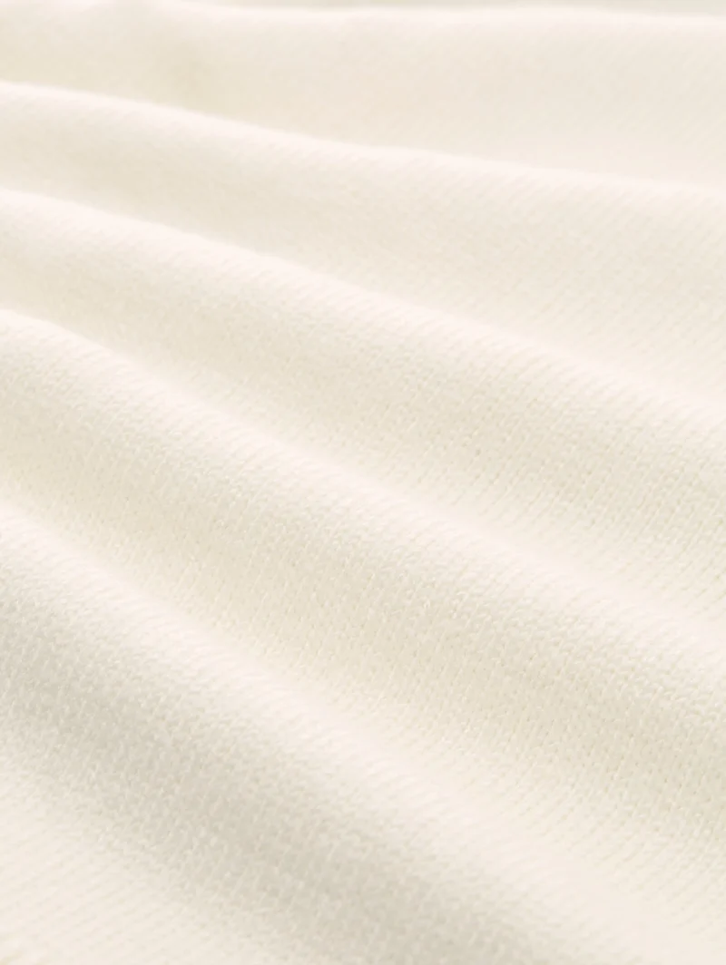 knit cosy embroidered mock-nec, Whisper White