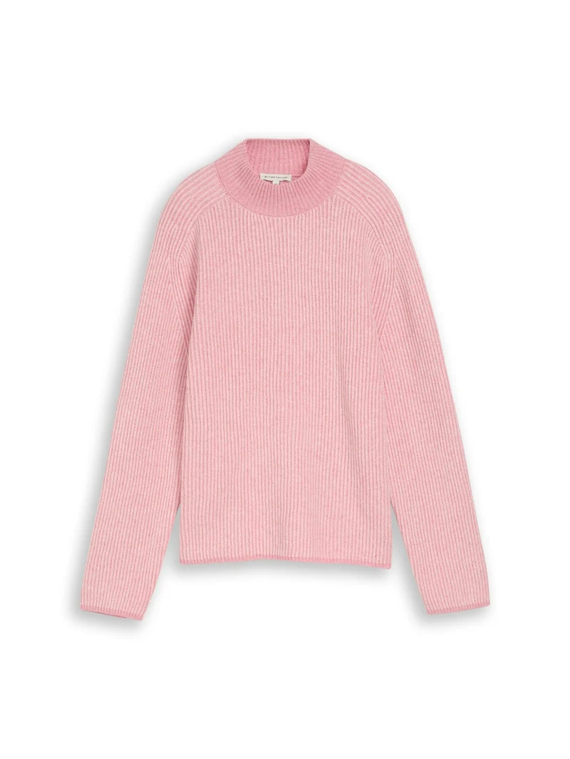 knit plaited rib crewneck, light pink structure