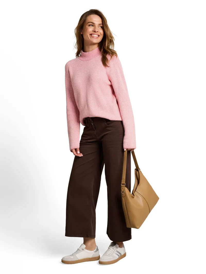knit plaited rib crewneck, light pink structure