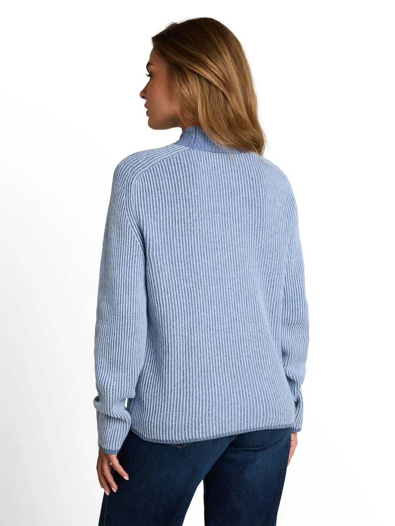 knit plaited rib crewneck, fern blue structure