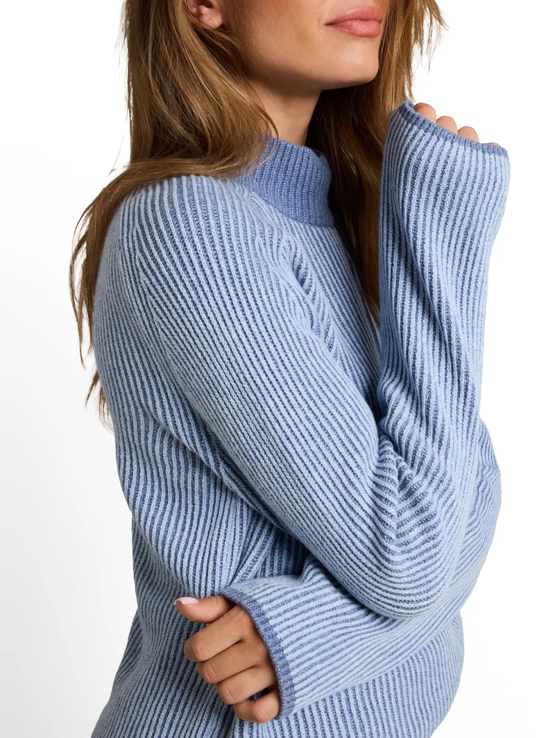 knit plaited rib crewneck, fern blue structure