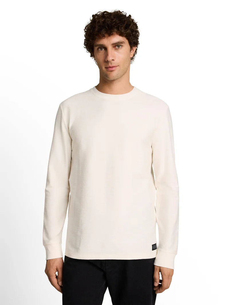 structured longsleeve, Gardenia White