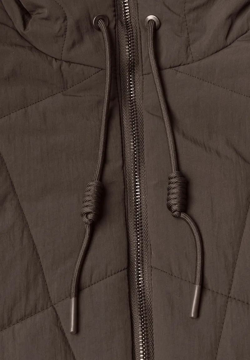OP_Padded Solid Hoodie Collar, auburn brown