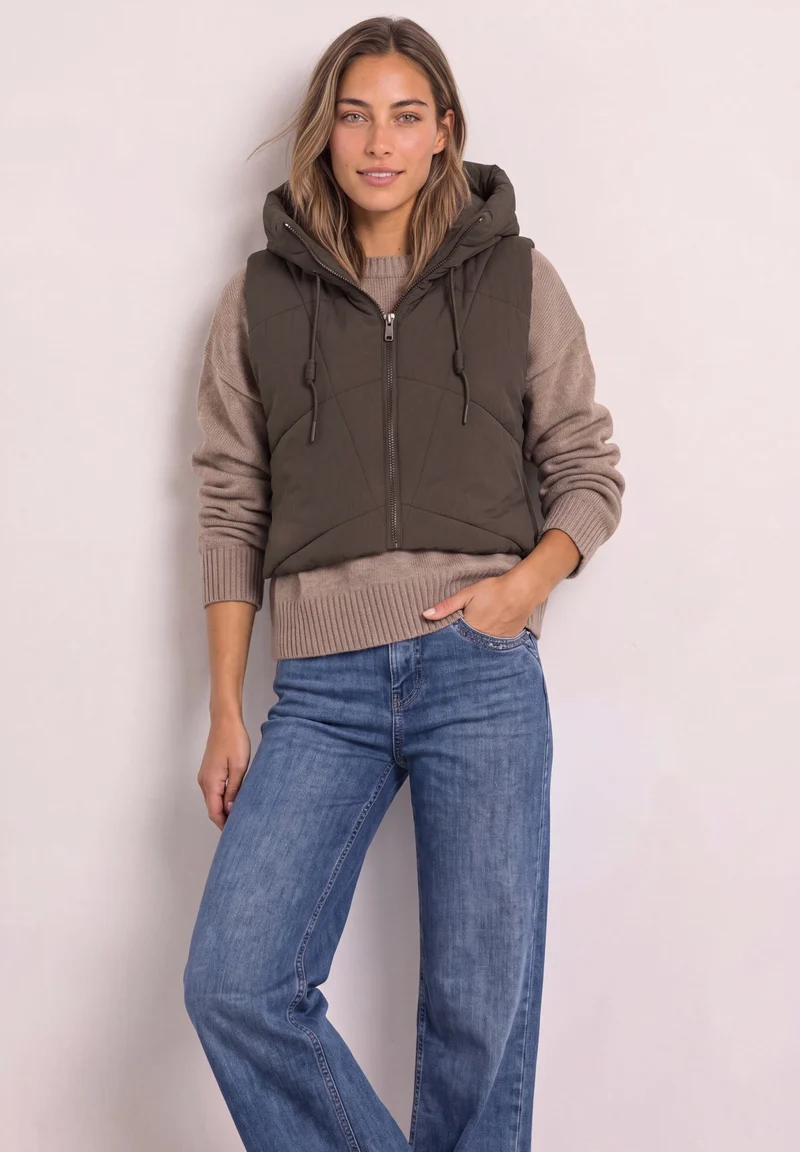 OP_Padded Solid Hoodie Collar, auburn brown