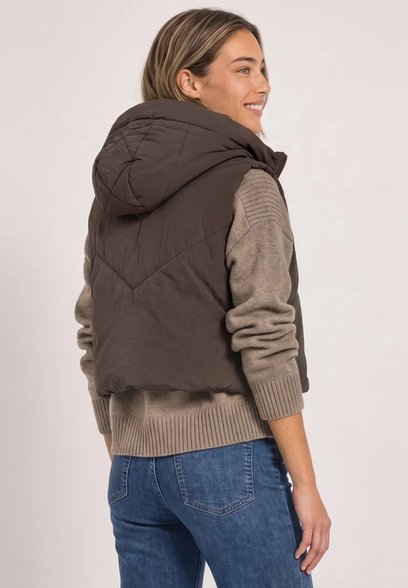 OP_Padded Solid Hoodie Collar, auburn brown