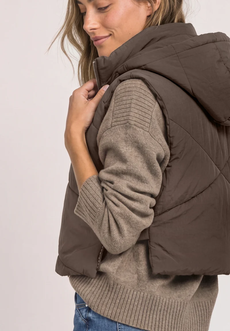 OP_Padded Solid Hoodie Collar, auburn brown