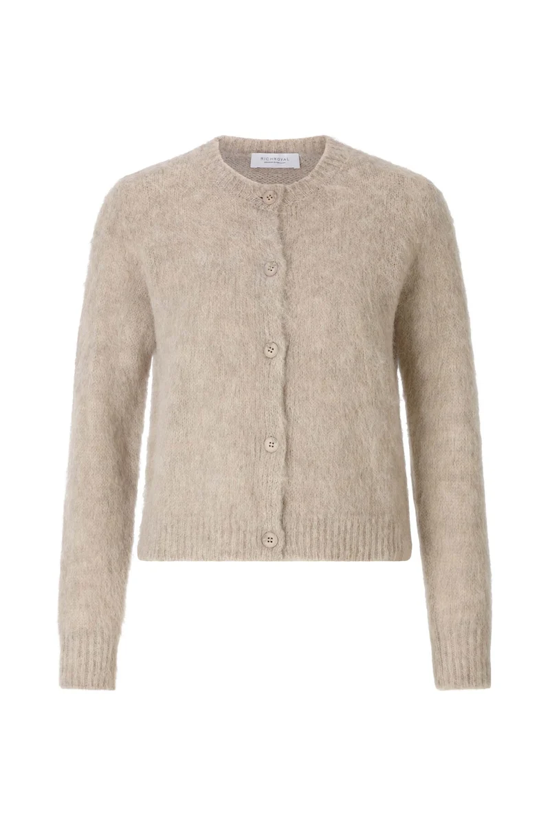Crew Nk Brushed Cardi Set, caffee latte