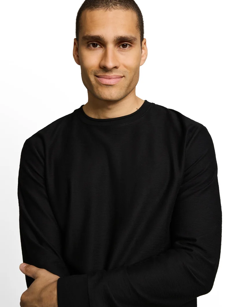 structured longsleeve, Black