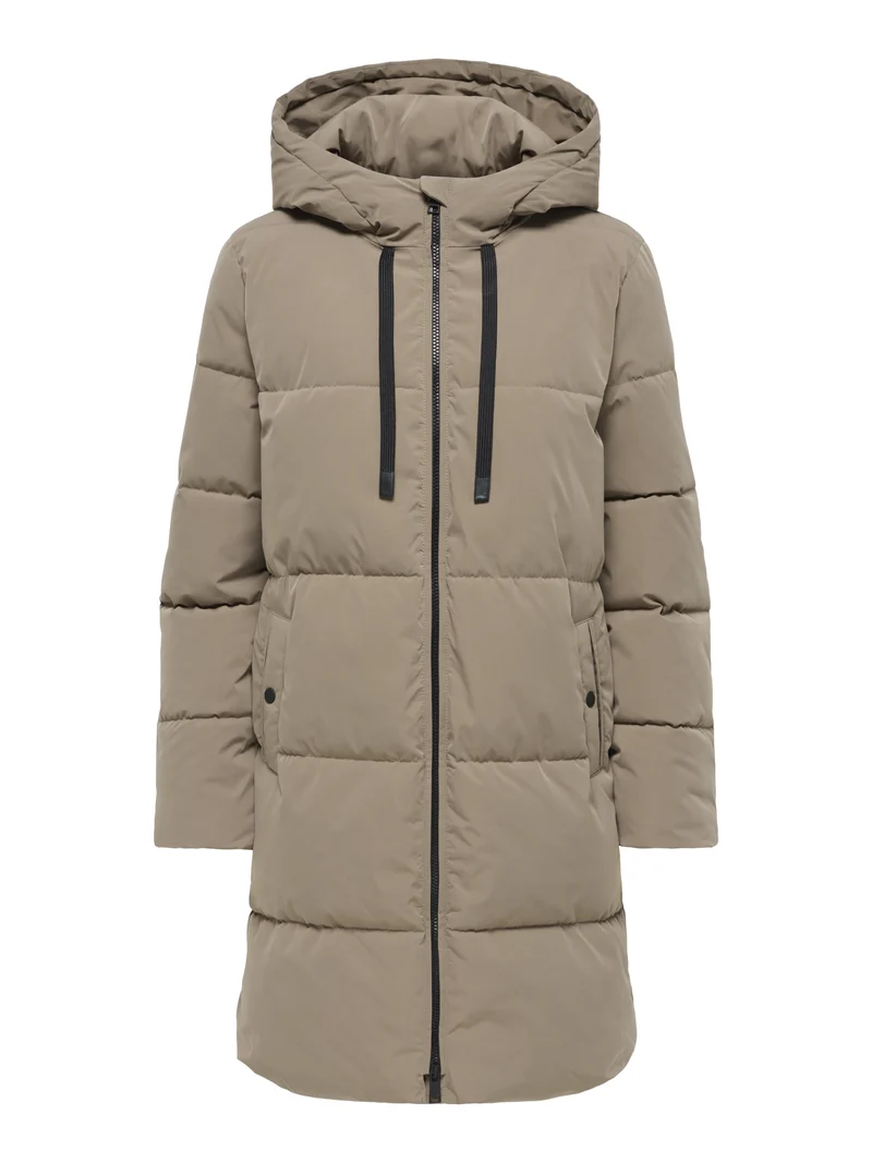 JDYBLAIR LONG HOOD PUFFER OTW SIJ, Walnut/CONTRAST BLACK