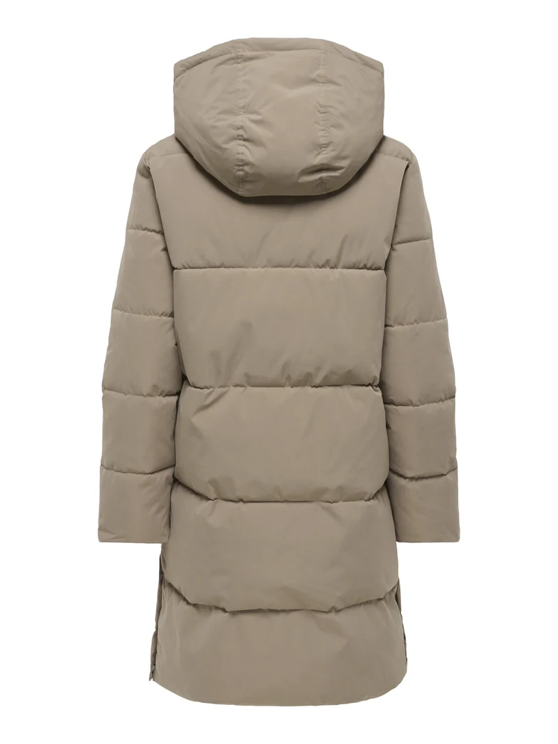 JDYBLAIR LONG HOOD PUFFER OTW SIJ, Walnut/CONTRAST BLACK