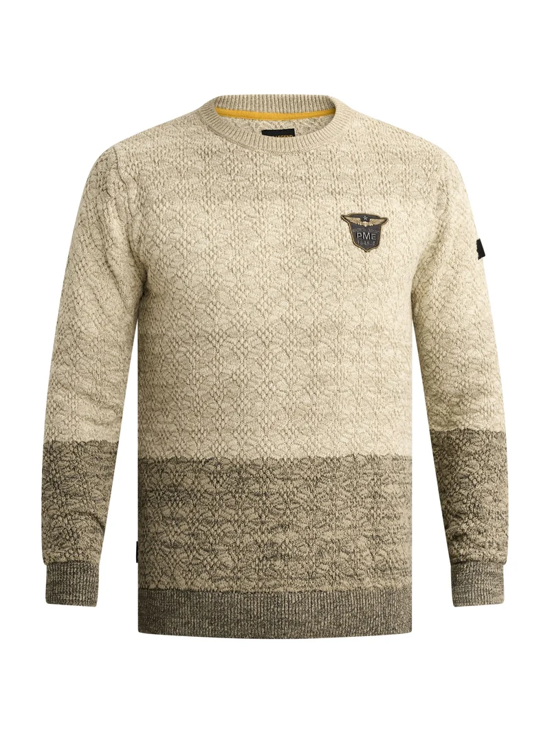 R-neck gradient knit, Bone White