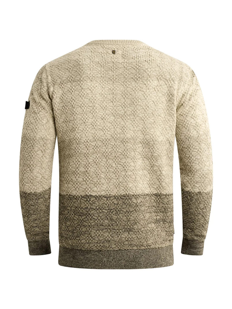 R-neck gradient knit, Bone White