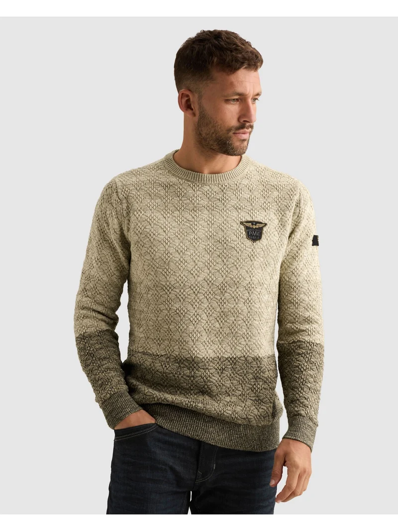 R-neck gradient knit, Bone White