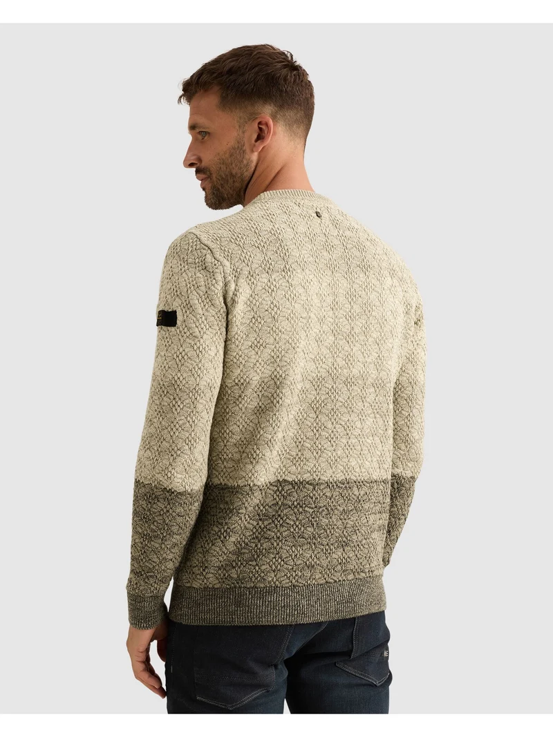 R-neck gradient knit, Bone White