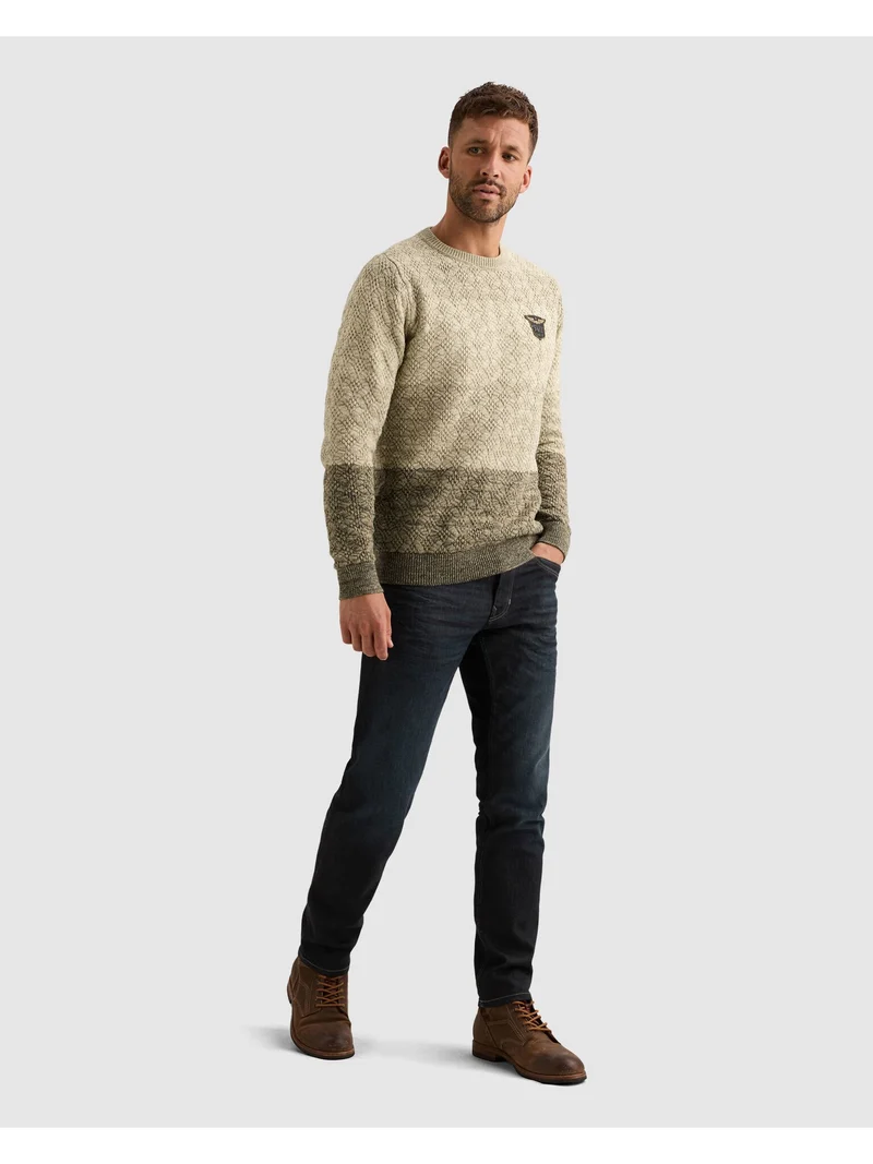 R-neck gradient knit, Bone White