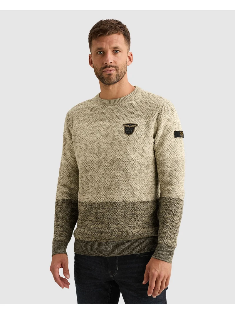 R-neck gradient knit, Bone White