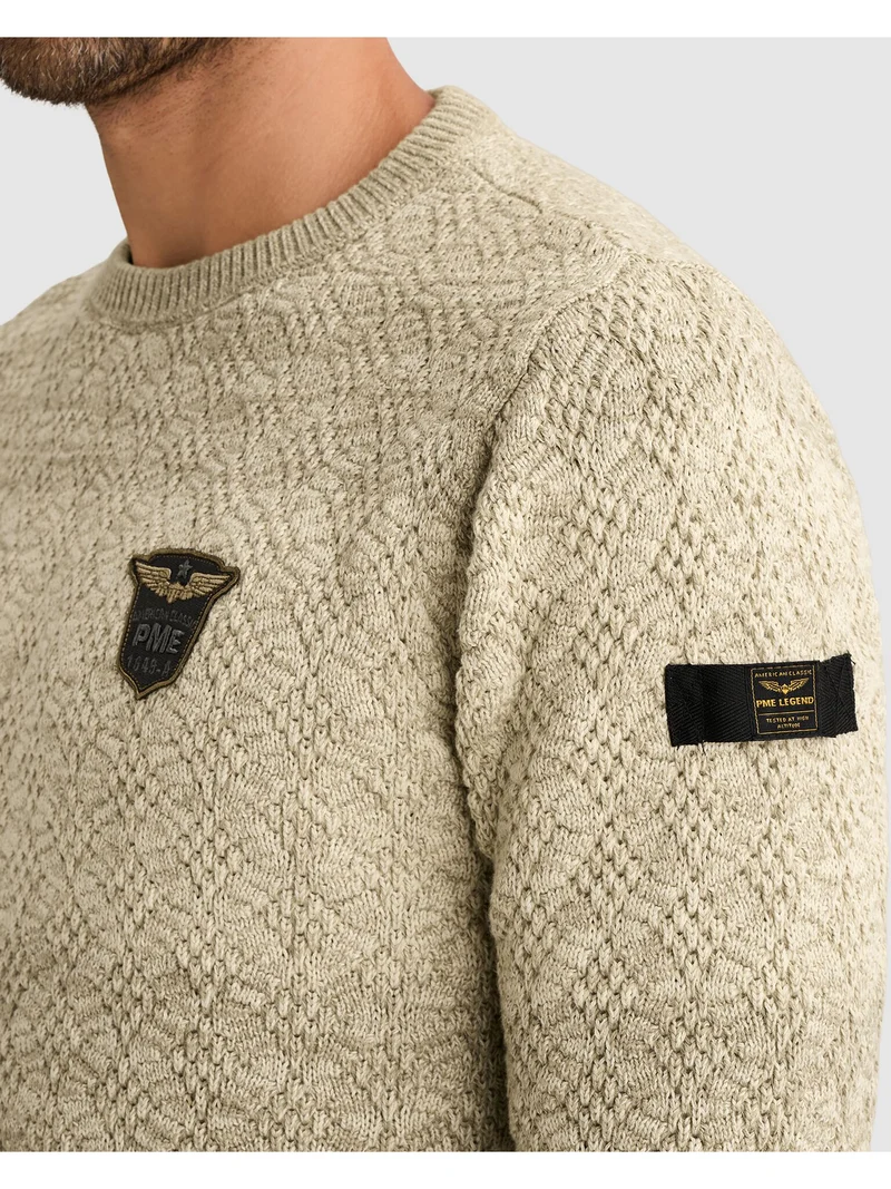 R-neck gradient knit, Bone White