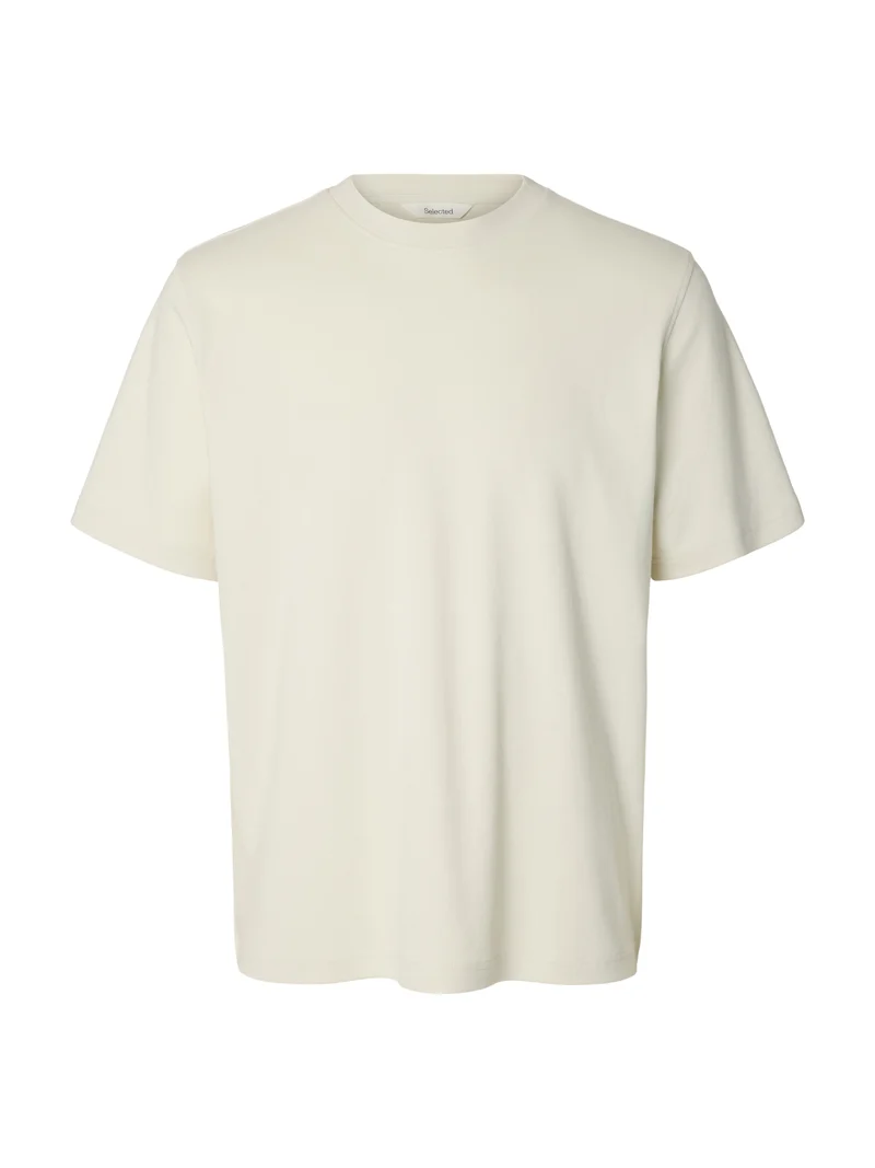 SLMTAJ MID WGT PEACH SS O-NECK TEE, Silver Birch
