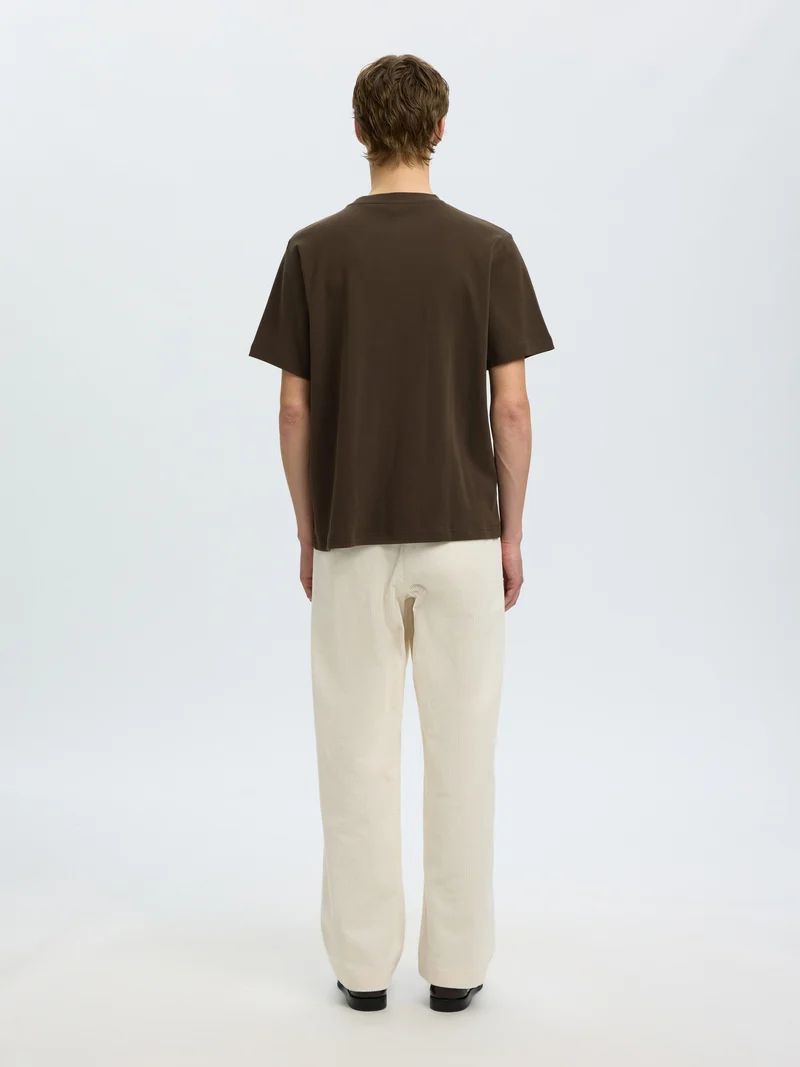 SLMTAJ MID WGT PEACH SS O-NECK TEE, Turkish Coffee