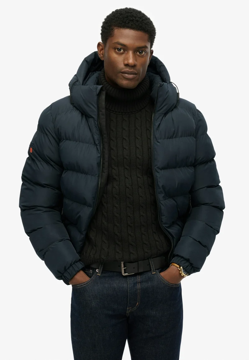 HOODED SPORTS PUFFER JACKET, Eclipse Navy/Eclipse Navy