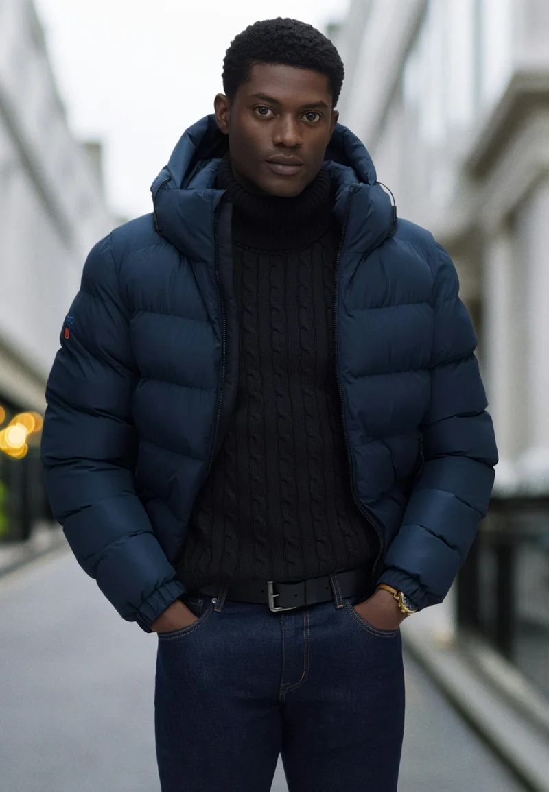 HOODED SPORTS PUFFER JACKET, Eclipse Navy/Eclipse Navy