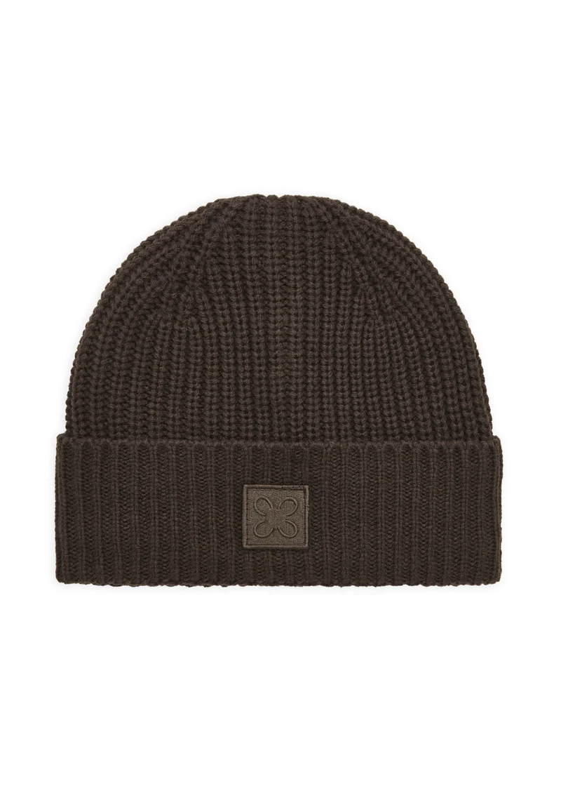 KNITTED HAT ACRYL/WOOL SOLID braun-26X21CM, braun