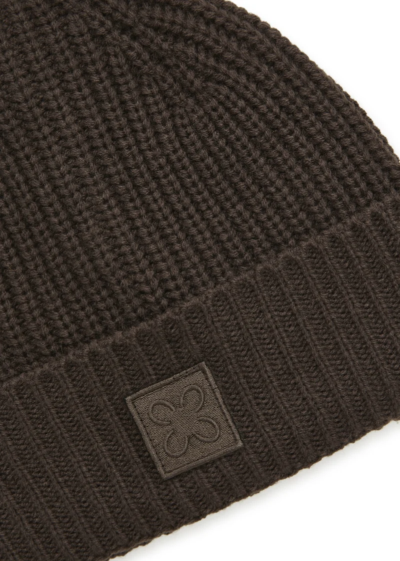 KNITTED HAT ACRYL/WOOL SOLID braun-26X21CM, braun