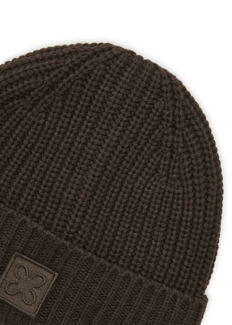 KNITTED HAT ACRYL/WOOL SOLID braun-26X21CM, braun