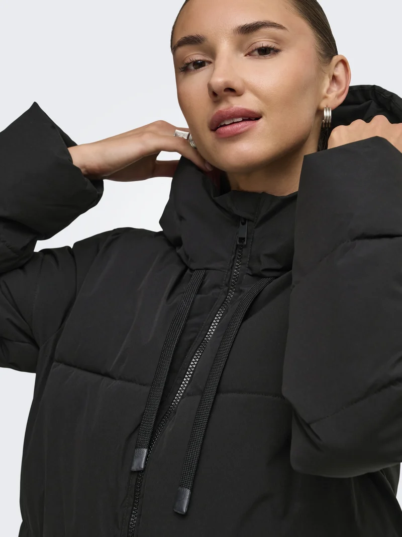 JDYBLAIR LONG HOOD PUFFER OTW SIJ, Black/CONTRAST BLACK