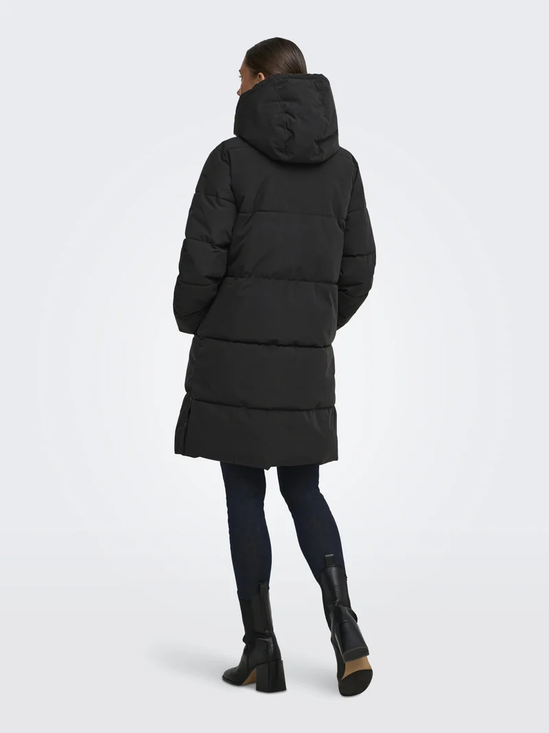 JDYBLAIR LONG HOOD PUFFER OTW SIJ, Black/CONTRAST BLACK